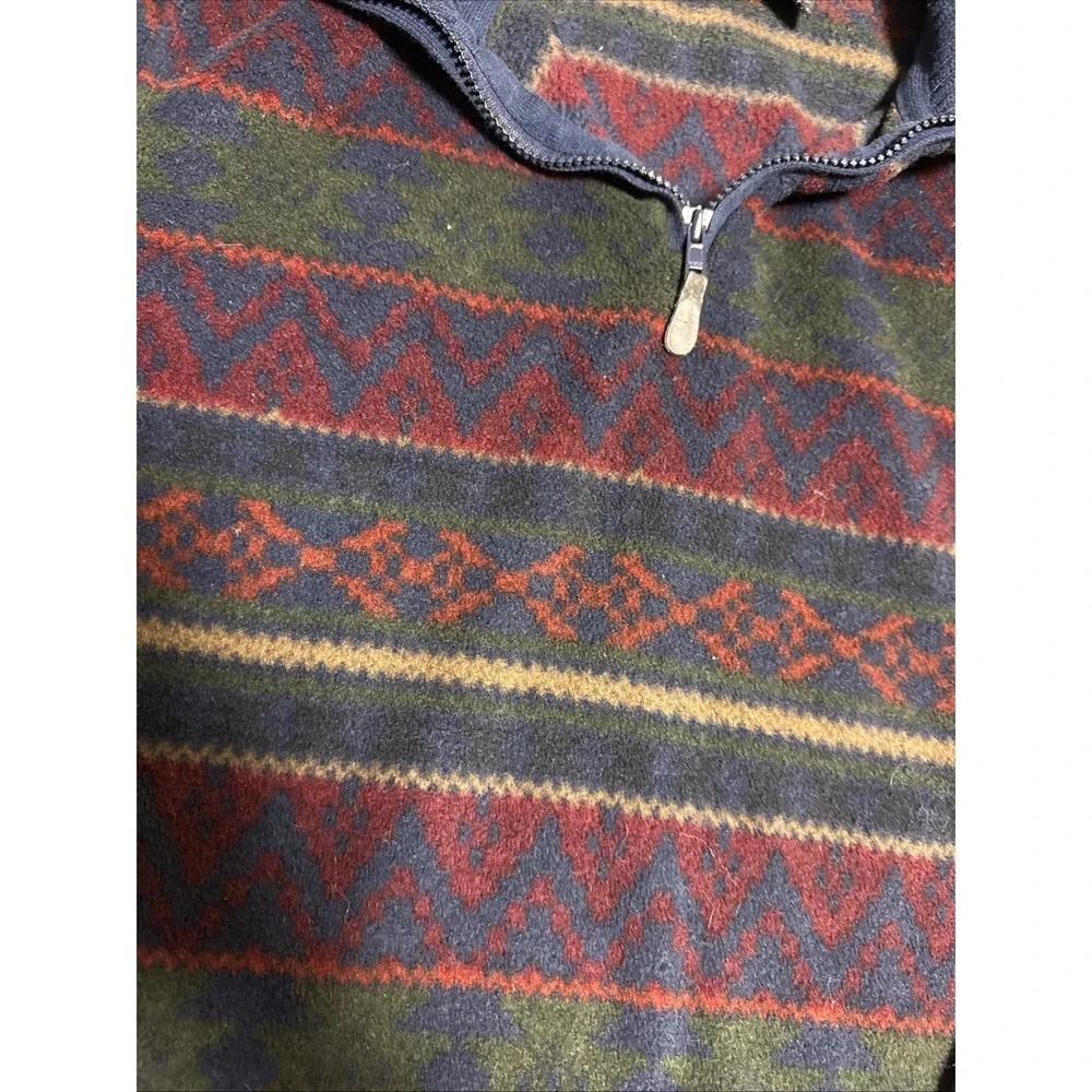 Vintage Aztec Men's Fair Isle Sherpa Fleece Quarter Zip Pullover XL